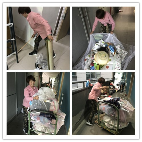 清卫员李细兰日夜加班打扫搬出学生寝室