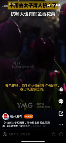 2024.3.23郁金香视频被杭州发布微博转发